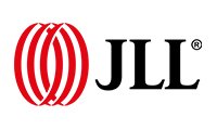 A red and black logo for jll