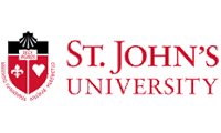 A red and white logo for st. John 's university