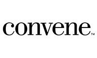 A black and white image of the word convention.