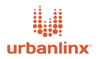 A red and white logo for urban line